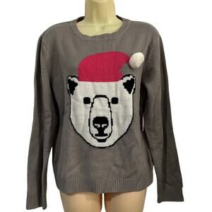 Forever 21 NWT Gray Polar Bear size Medium Ugly Christmas Sweater Holiday